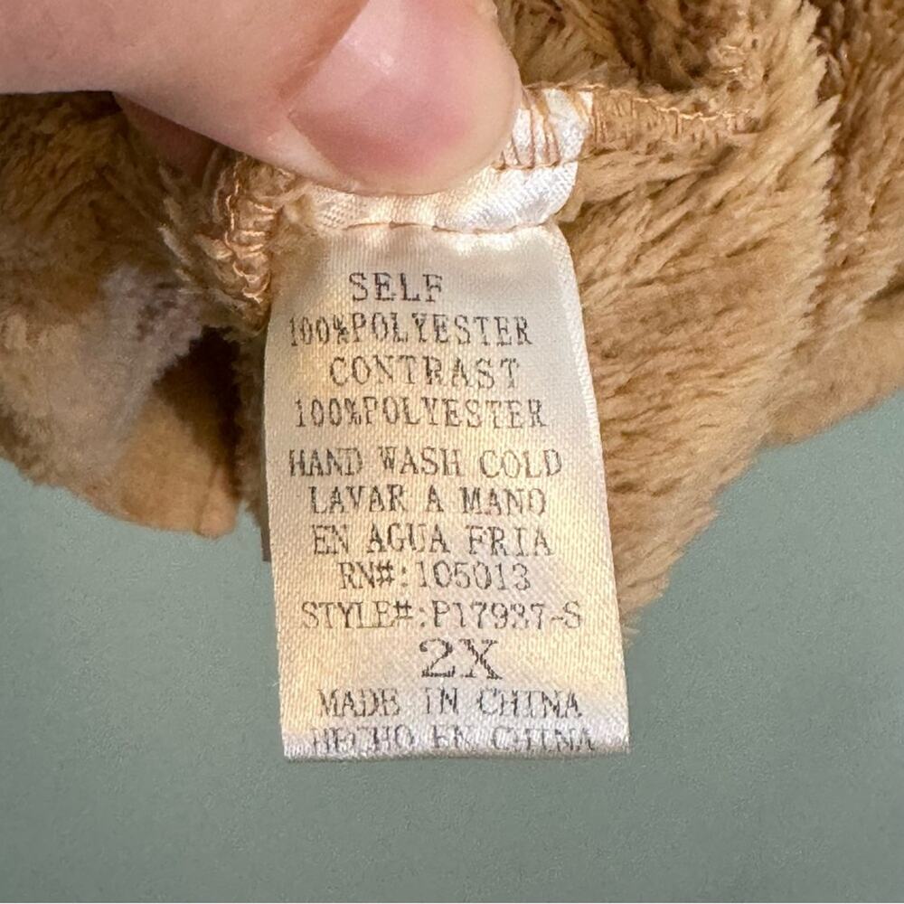 Andree By Unit Fuzzy Fleece Snap Long Sleeve Button Front Jacket Brown 2X Plus - Picture 2 of 9